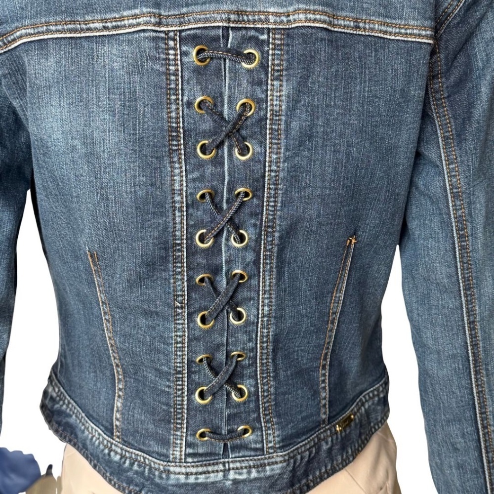 INC International Concepts Lace-Up-Back Denim Jacket Size XS NWOT - Picture 3 of 6